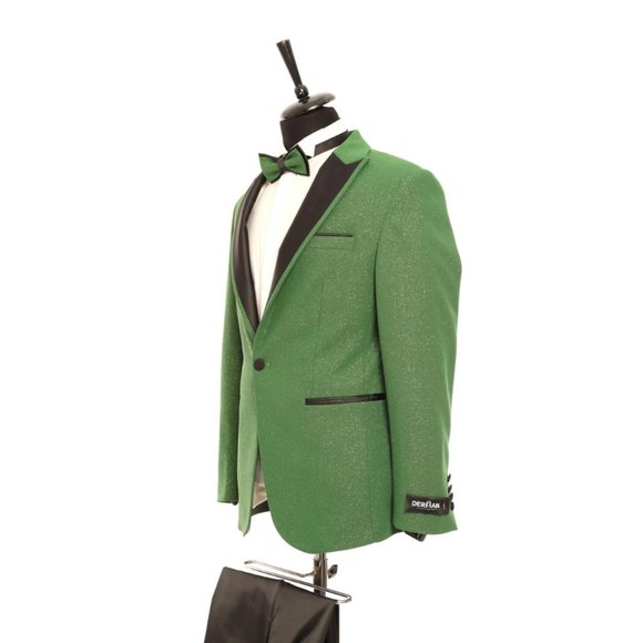 Derman Green Pointed Collar Silvery Classic 2 Piece Tuxedo - Picture 4 of 5